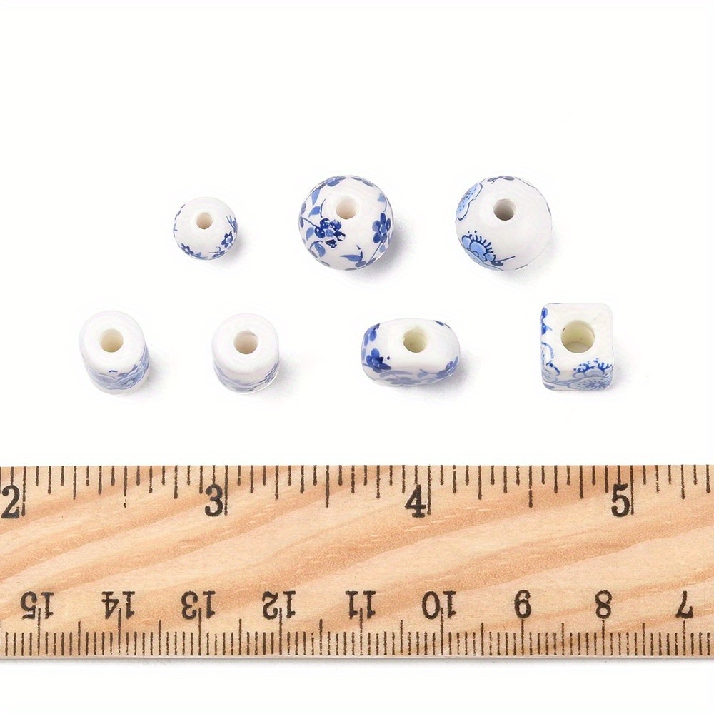 56pcs Handmade Porcelain Beads in Blue and White